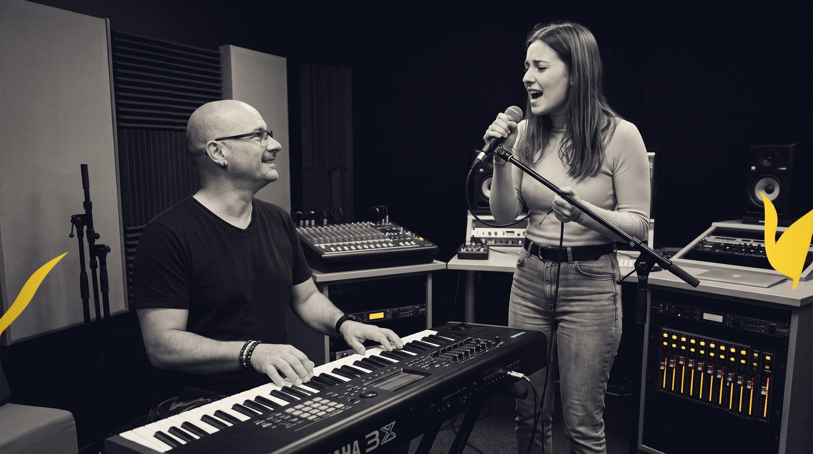 Séance de coaching vocal en studio
