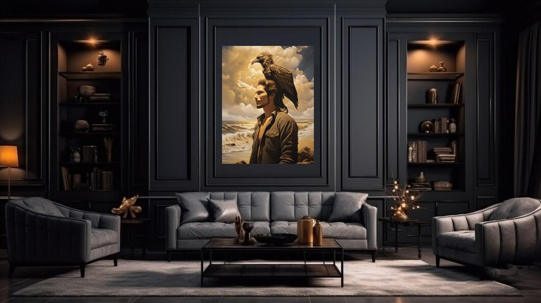 TABLEAU "Homme et aigle"