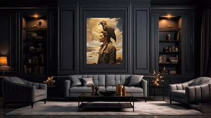 TABLEAU "Homme et aigle"